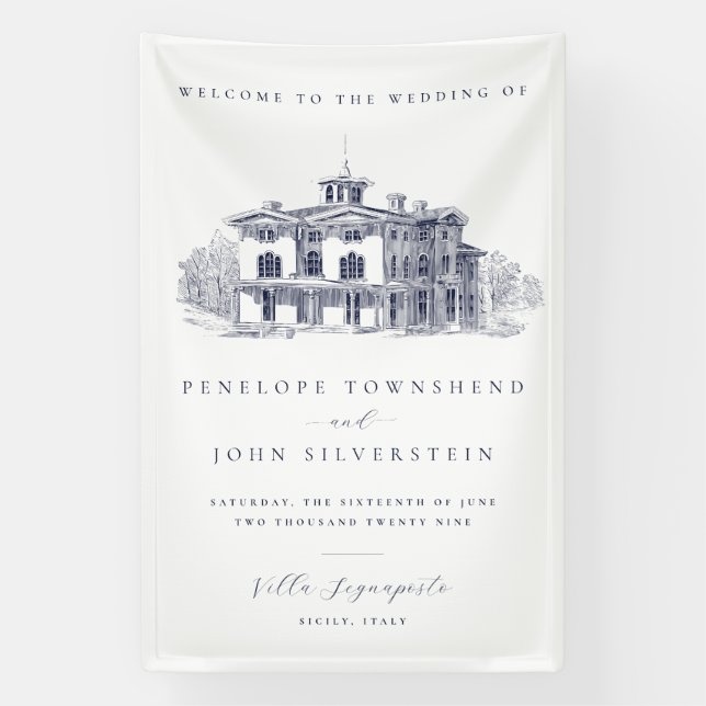 Banderoles Elegant Vintage Italian Villa Destination Wedding (Verticale)