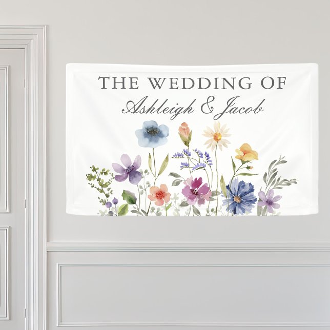 Banderoles Elegant Wildflower Spring Wedding Personalized (Créateur téléchargé)