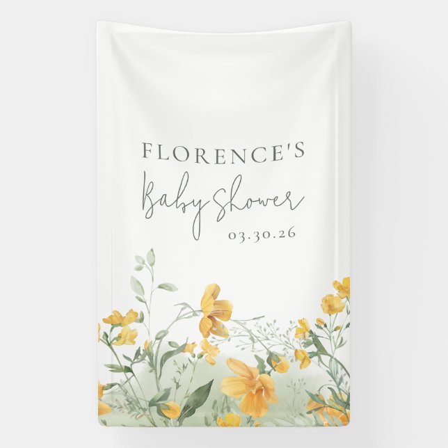 Banderoles Elegant Yellow Floral Baby Shower (Verticale)