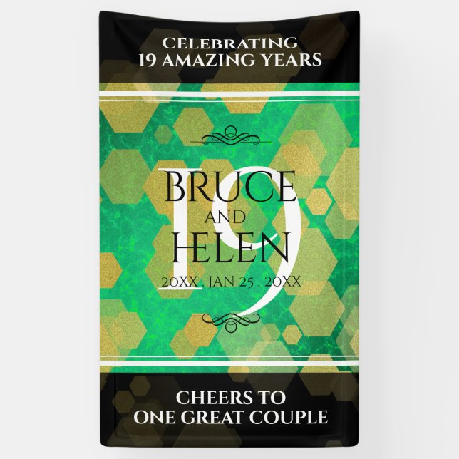 Banderoles Élégante 19e anniversaire du Mariage de Jade (Vertical)