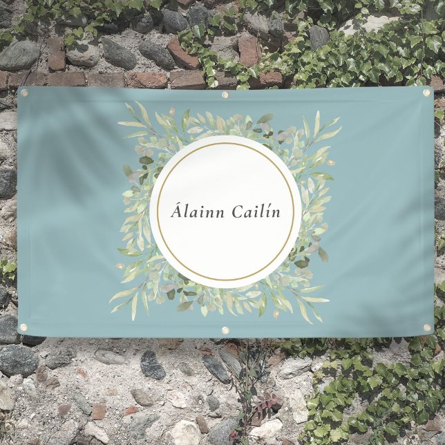 Banderoles Elégante aquarelle personnalisée Foliage vert (Personalized Elegant Watercolor Greenery Foliage Banner)
