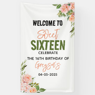 Banderoles Elégante aquarelle Sweet sixteen floral
