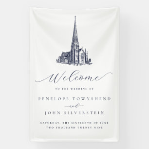 Banderoles Élégante Bienvenue de Mariage de l'Église Vintage