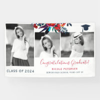 Élégante fête de graduation florale photo collage