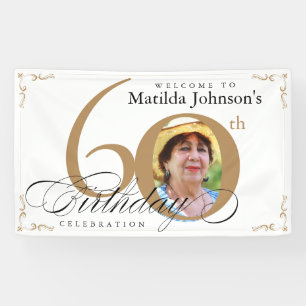 Banderoles Elégante Gold White Calligraphie Photo 60e annive