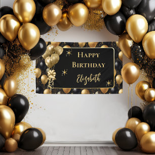 Banderoles Elégante Parties scintillant d'or noir Ballons d'a