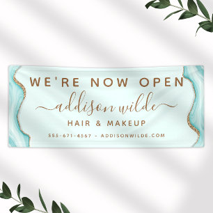 Banderoles Elégante Parties scintillant Or Marbre Bleu Agate 