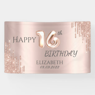 Banderoles Elégante Parties scintillant Rose Gold Drips 16e a