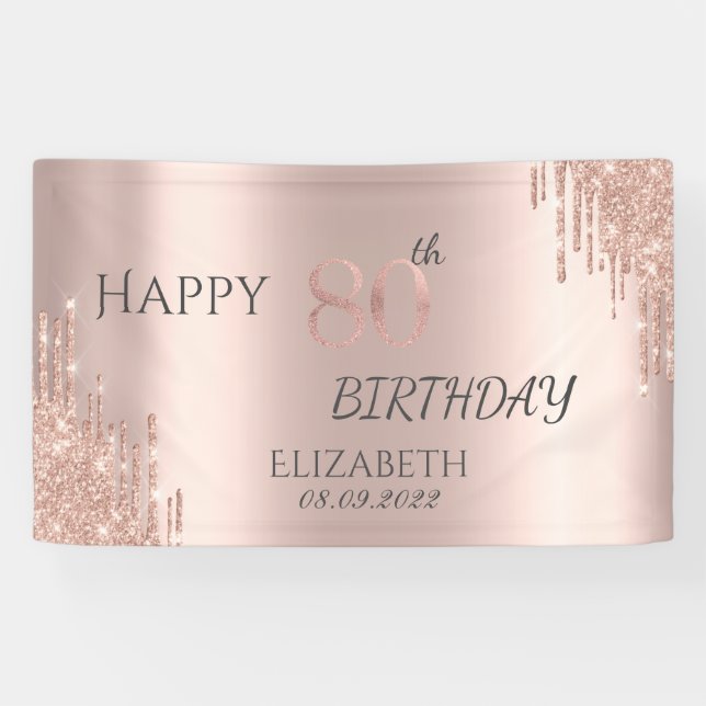 Banderoles Elégante Parties scintillant Rose Gold Drips 80e a (Horizontal)