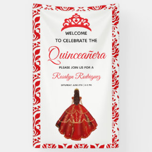 Banderoles Elégante Quinceañera royale rouge
