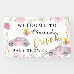 Banderoles Elégante Route Florale Rose Par Baby shower Bienve