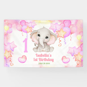 Banderoles Eléphant mignon été fille colorée 1er anniversaire