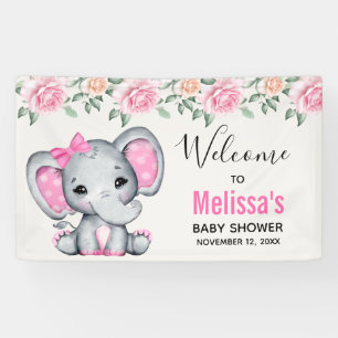 Banderoles Eléphant rose mignonne et Baby shower Rose