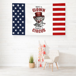 Banderoles Élisez un clown, attendez-vous à un cirque drôle a