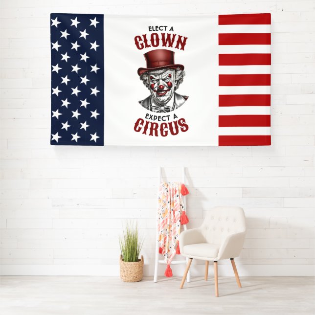 Banderoles Élisez un clown, attendez-vous à un cirque drôle a (Insitu)