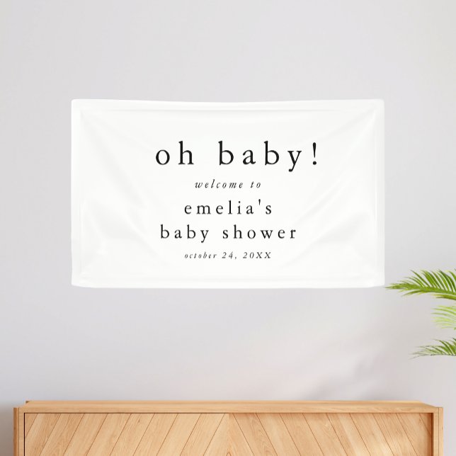 Banderoles EMELIA Moderne minimaliste Rustique Baby shower si (EMELIA Modern Minimal Rustic Simple Baby Shower Banner)