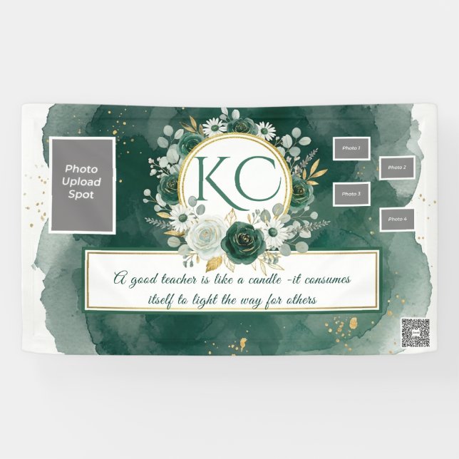 Banderoles Emerald Gold Teacher Appreciation Photo Banner (Horizontal)