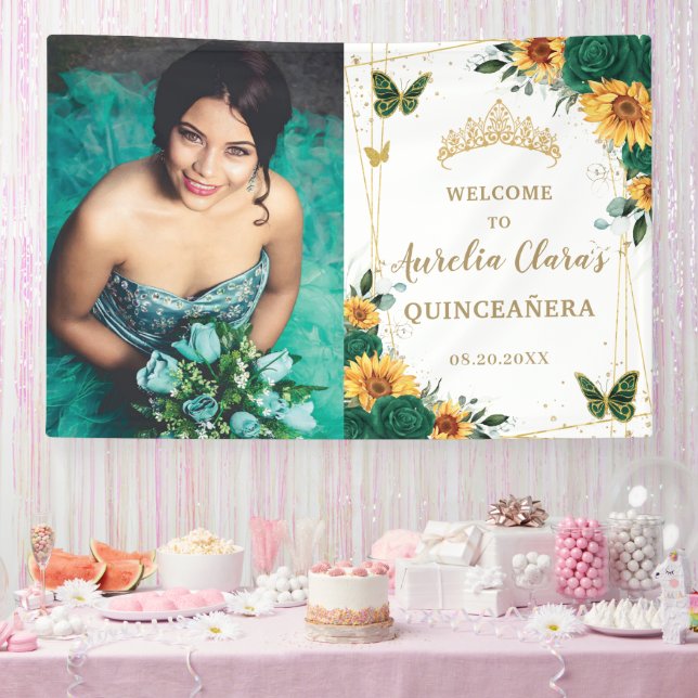 Banderoles Emerald Sunflowers Quinceañera Accueil (Fête)