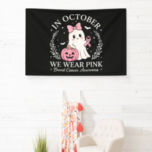 Banderoles En Octobre Nous Portons Le Fantôme Rose Halloween