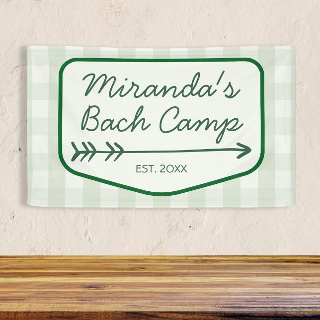 Banderoles en vichy Bach Camp Green Bachelorette (Gingham Summer Bach Camp Green Bachelorette Banner)