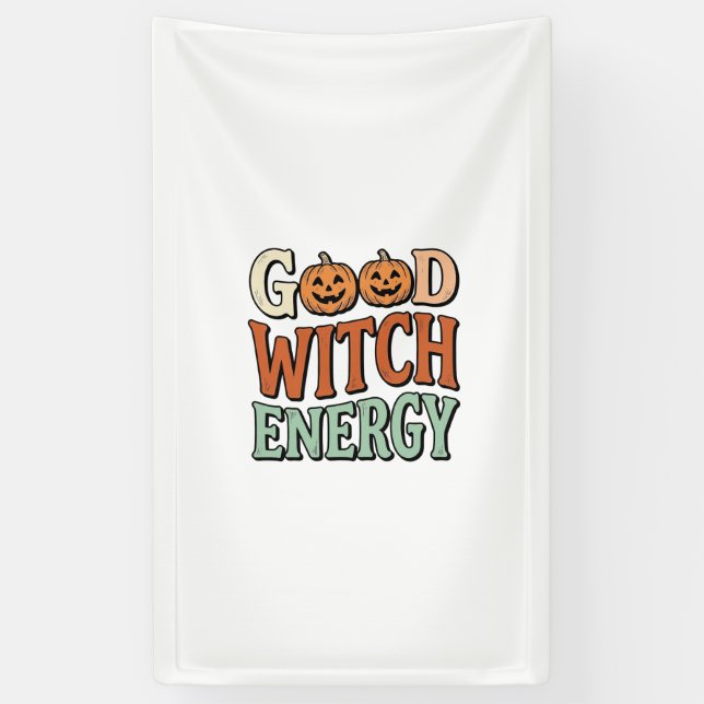Banderoles Énergie de bonne sorcière Design vectoriel Hallowe (Vertical)