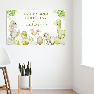 Banderoles Enfants Aquarelle Dinosaur fête d'anniversaire