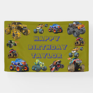 Banderoles Enfants Monster Trucks Course Voiture garçon Fête 