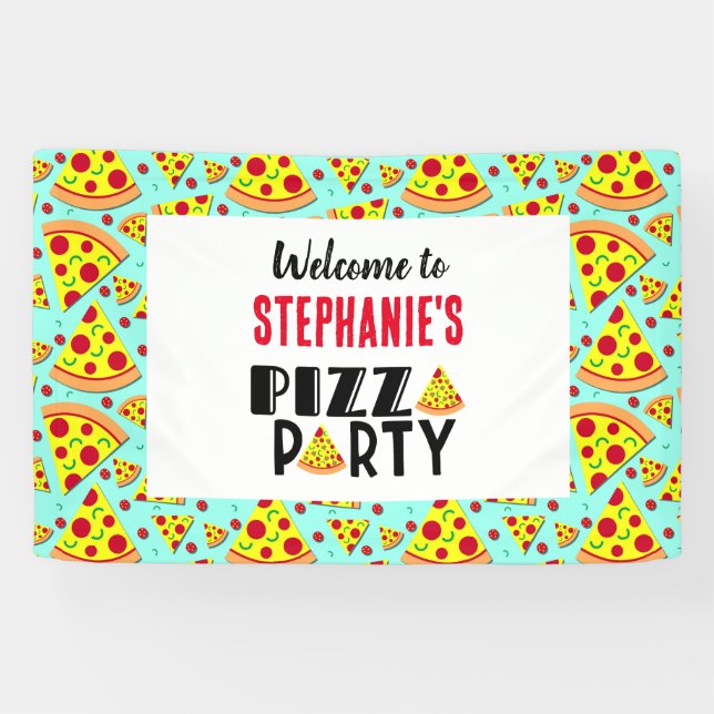 Banderoles Enfants Pizza Anniversaire Affiche de bienvenue de (Horizontal)