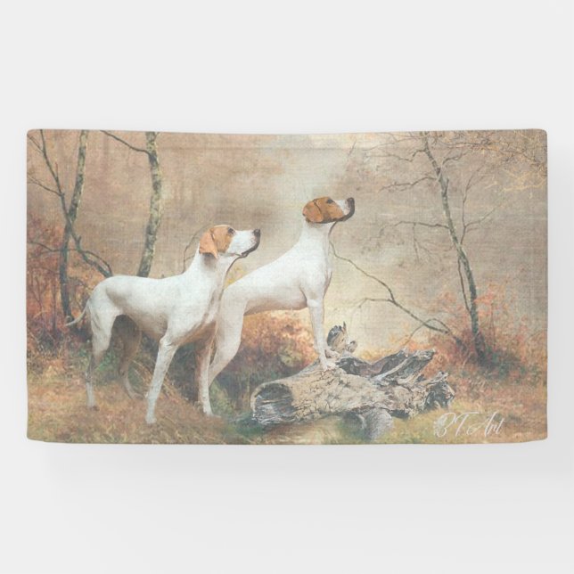 Banderoles English Pointer chasse les faisans (Horizontal)