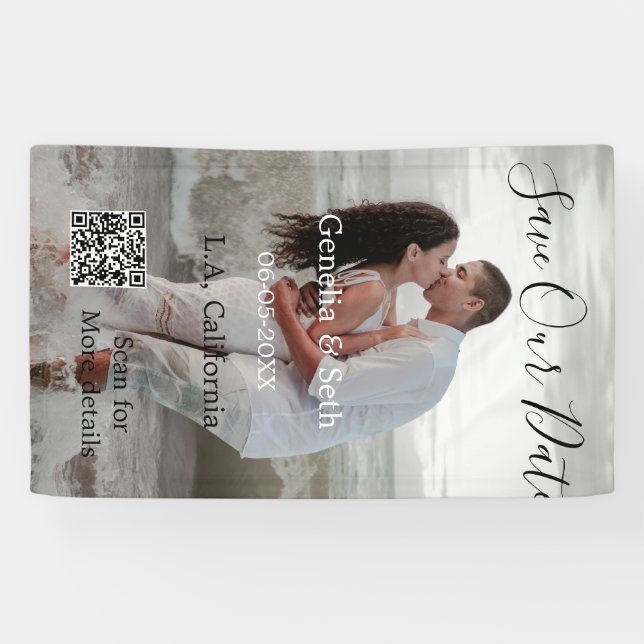 Banderoles Enregistrez la date code QR simple minimal détails (Horizontal)