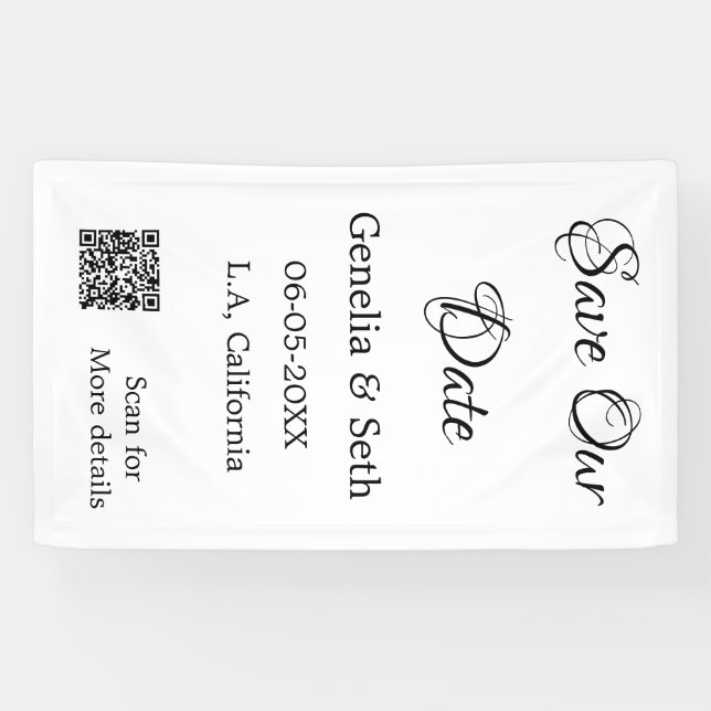 Banderoles Enregistrez la date code QR simple minimal détails (Horizontal)
