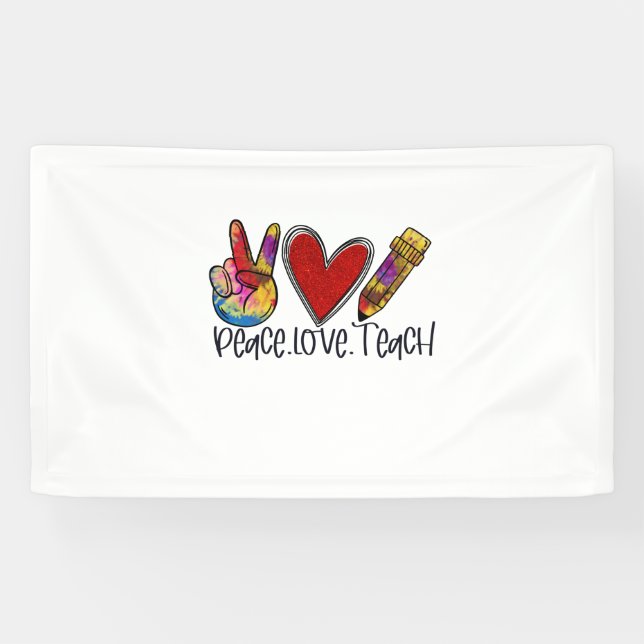 Banderoles Enseignant Art Paix Amour Enseigner (Horizontal)