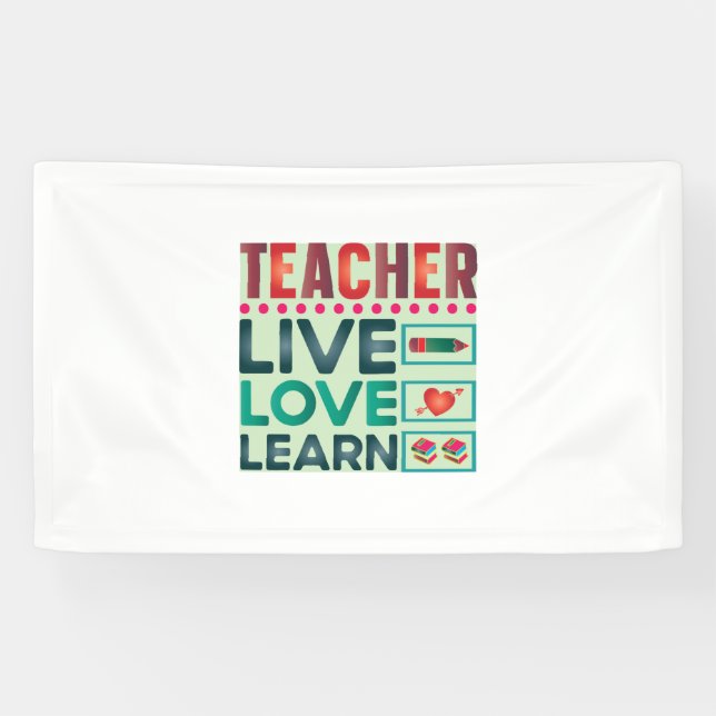Banderoles Enseignant Vivre Amour Apprendre (Horizontal)