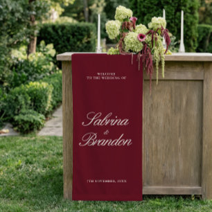 Banderoles Enseigne de bienvenue de mariage Bourgogne & Ivoir