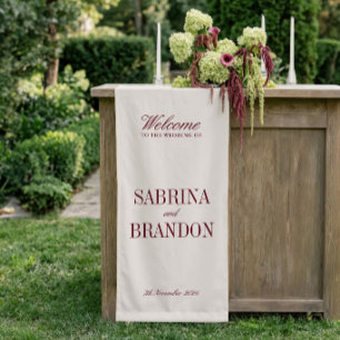 Banderoles Enseigne de bienvenue de mariage Ivoire & Bourgogn