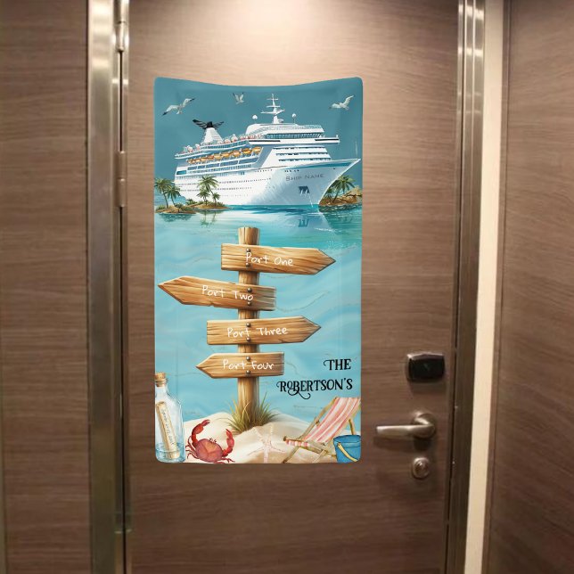 Banderoles Enseigne de porte de croisière personnalisée pour  (Customize your four cruise port banner. Not shown to scale. Image is for example purposes only.)