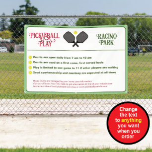 Banderoles Enseigne de Règles de Club de Pickleball, Étiquett