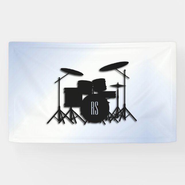 Banderoles Ensemble de batterie Monogramme accent bleu  (Horizontal)