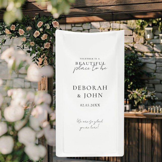 Banderoles Ensemble est un bel endroit où être ! Élégant, (Together is a beautiful place to be! Elegant, Wedding Banner with your Name & Date.)
