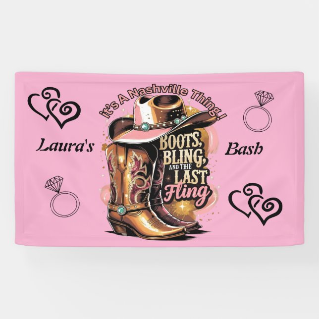 Banderoles Enterrement de vie de jeune fille à Nashville - Bo (Horizontal)