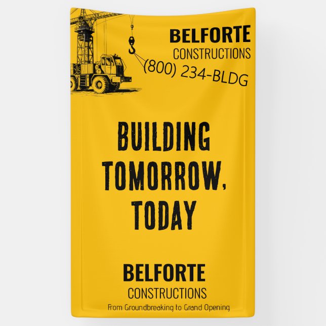Banderoles Entreprise de construction | Yellow Crane Industri (Vertical)
