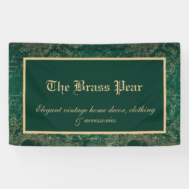 Banderoles Ephémère vintage verte et or (Horizontal)