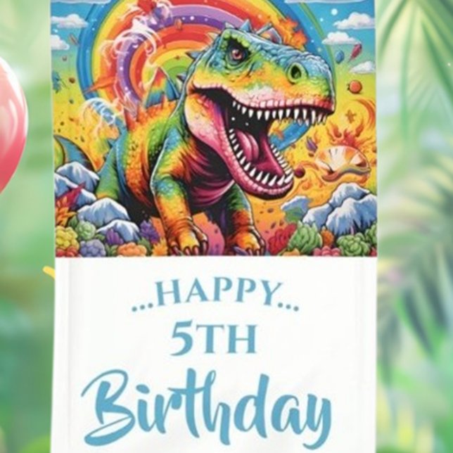 Banderoles Epic Rainbow Dinosaur fête d'anniversaire (Celebrate your little one’s special day with our Epic Rainbow Dinosaur Birthday Party Banner! )