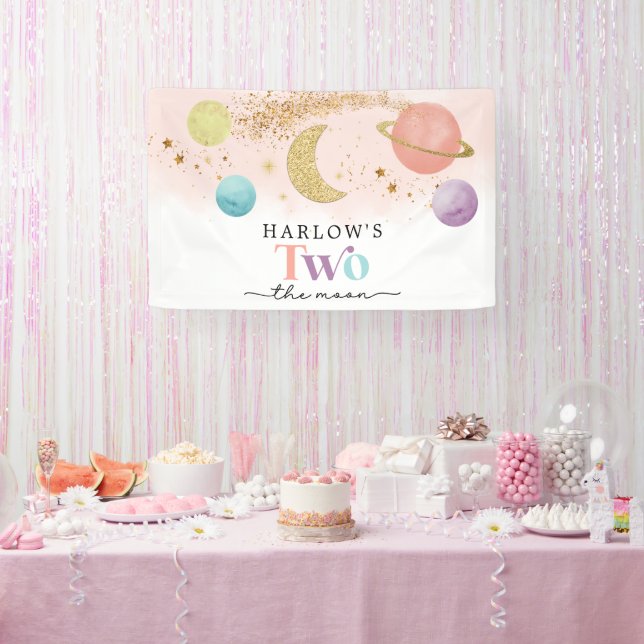 Banderoles Espace extra-atmosphérique Deux lune 2e anniversai (Fête)