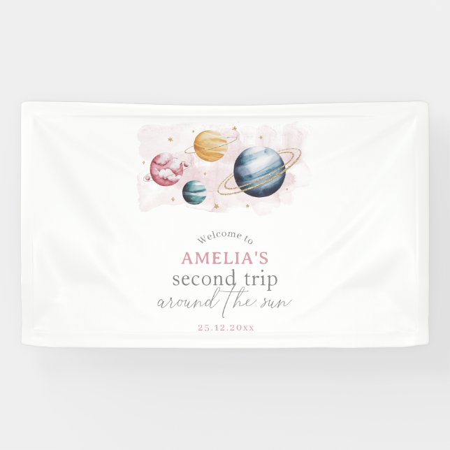 Banderoles Espace extra-atmosphérique Fille Anniversaire Gala (Horizontal)