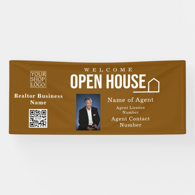 Banderoles Estate Open House Logo Photo Brown (Horizontal)