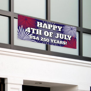 Banderoles États-Unis 250 ans Joyeux 4 juillet fête de feux d