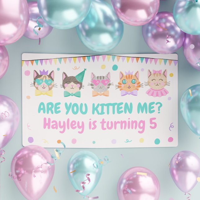 Banderoles Êtes-Vous Kitten Me ? Kitty Cat Girls Anniversaire (Are You Kitten Me? Kitty Cat Girls Birthday Banner)
