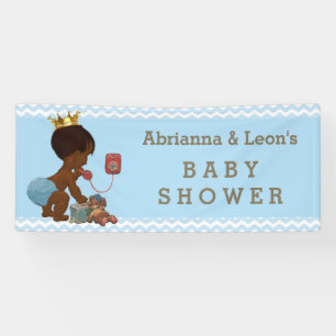 Banderoles Ethnic Prince Phone Baby shower Blue Chevrons