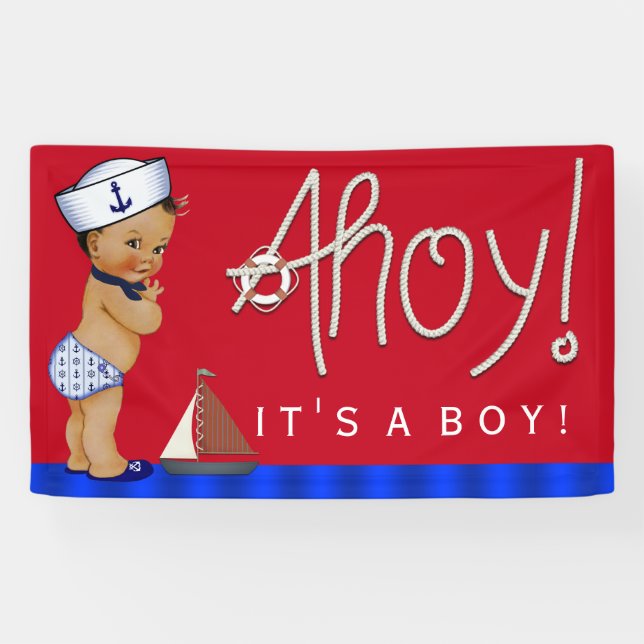 Banderoles Ethnic Sailor Baby Baby shower nautique (Horizontal)